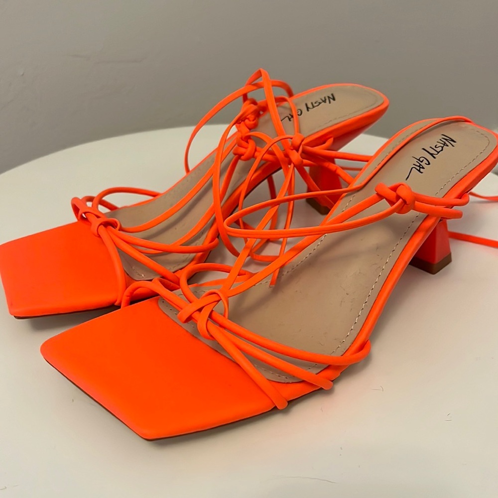 Nasty Gal strappy ankle low heel
